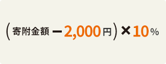 （寄附金額 - 2,000円）x 10%